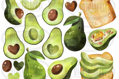 Watercolor Avocado Clipart Product Image 2