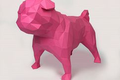 Pug Dog Papercraft, Paper Pug, Dog Statue, Puppy Pug, Paper Animals, Papertoy, Home Decor, Pug Dog, 3D papercraft model, lowpoly DIY, hobby Product Image 2