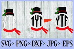 Snowman monogram frames SVG, PNG, DXF, EPS JPG Holly Berries Product Image 1