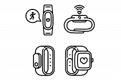 Fitness tracker icons set, outline style Product Image 1