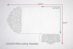 Tri Fold Wedding Invitation Pocket Envelope SVG DXF Template Product Image 4