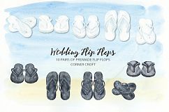 Watercolor wedding sandals clipart, white flip flops, black flip flops illustration  Product Image 2