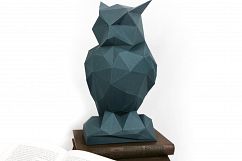 Night Owl, Papercraft Owl, Paper Owl, Animal Trophy, Loft Decor, Home Decor, 3D papercraft model, animal head, lowpoly DIY, hobby idea, DIY Product Image 1