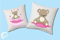 Teddy bear, nursery, baby girl, baby pink bear, clipart, graphics, llustrations AMB-981 Product Image 2