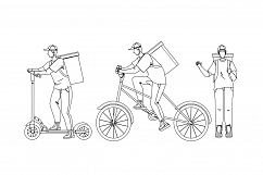 Courier Man Delivery Service Worker Set Vector Product Image 1