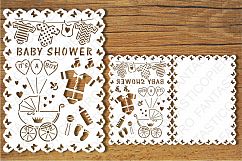 Baby Shower Boy card SVG files for Silhouette Cameo and Cricut. Clipart PNG transparent included. Product Image 1