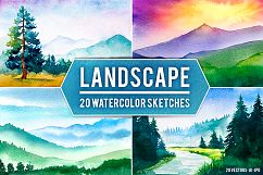 Landscape. Watercolor sketches. Product Image 1