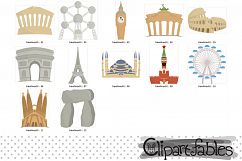 TRAVEL in Europe clipart, cute Famous European buildings Product Image 2