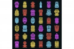Tiki idols icon set vector neon Product Image 1