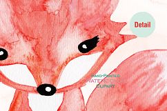 Cute Watercolor Woodland Fox Baby Animal Mushrooms Rustic Nature Clipart Set &amp; Digital Background Papers Product Image 4