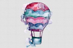 Watercolor pink hot air balloon PNG set   Product Image 5