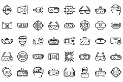 Virtual glasses icons set, outline style Product Image 1