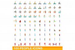 100 people icons set, cartoon style Product Image 1