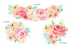 Watercolor flowers clip art. For wedding invitations, scrapbook, thank you card, logo creations. BOHO, Hand painted Watercolor floral Product Image 2