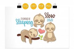 Sleeping Sloths cutting files svg, dxf, pdf, eps included - cut files for cricut and silhouette - Cutting Files SG Product Image 2