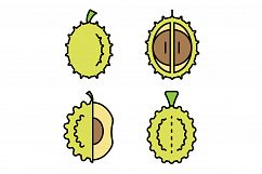 Durian icons set vector flat Product Image 1