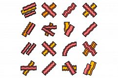 Bacon icons set vector flat Product Image 1