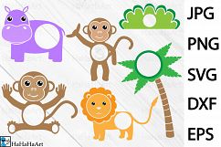 Safari Animals Circle Monogram - Clipart / Cutting Files 92c Product Image 2