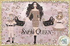 Christmas Snow Queen in Rose Gold Glitter and Pink 21 PNG Product Image 10