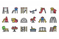 Kid playground icons set, outline style Product Image 1
