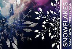 Snowflake Vector Bundle Gold Foil, Silver Foil &amp; White Product Image 2