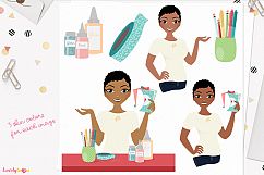 Woman crafter character clip art (L278 Viola) Product Image 1