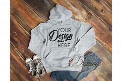 Heather Gray Hoodie Sweatshirt Mockup Unisex Hooded Sweat Product Image 1