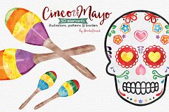Cinco de Mayo Watercolor Illustrations &amp; Patterns Product Image 5