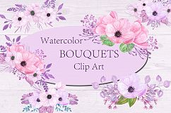 Watercolor Floral bouquets clipart Product Image 1