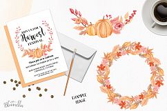Pumpkin Harvest Festival Watercolor Clipart Wreaths Garlands Fall  Product Image 4