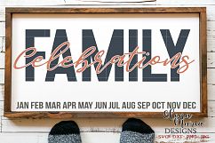Family Celebrations SVG, Family Calendar DIY Sign SVG Product Image 1