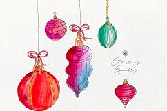 Christmas Watercolor Baubles Product Image 7