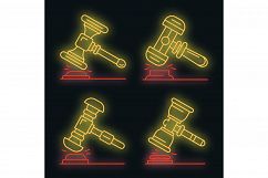 Judge hammer icon set vector neon Product Image 1