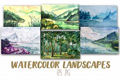 12 Artistic Watercolor Landscapes  Vector Copy Product Image 1