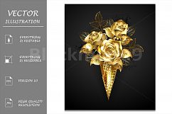 Waffle Horn with Gold Roses Product Image 1