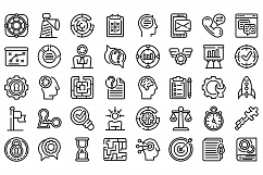 Problem solving icons set, outline style Product Image 1