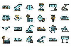 Airport ground support service icons set vector flat Product Image 1