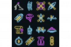 Canoeing icons set vector neon Product Image 1