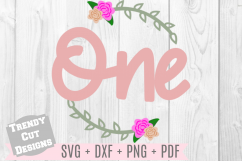 One Flower Wreath Birthday SVG Product Image 1