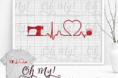 Heartbeat EKG Sewing - SVG Cutting File Product Image 1