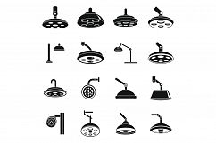 Room surgical light icons set, simple style Product Image 1