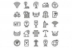 Wifi zone icons set, outline style Product Image 1