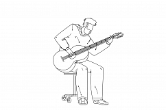 Playing Guitar Musician Instrument Boy Vector Illustration Product Image 1