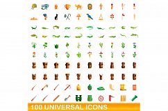 100 universal icons set, cartoon style Product Image 1