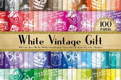 100 Seamless White Vintage Gift Box Digital Papers Product Image 1