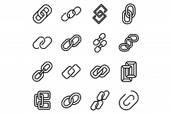 Chain link icons set, outline style Product Image 1