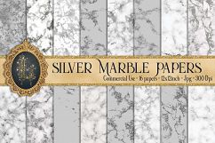 16 Silver Glitter Marble Texture Digital Papers Product Image 1