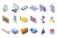 Task schedule icons set, isometric style Product Image 1