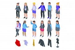 School uniform icons set, isometric style Product Image 1