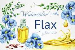 FLAX bundle. Hand painted watercolor Product Image 1